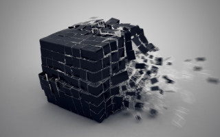 Black cube broken pieces gradient - a white background behind free wallpaper
