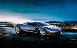 Silver sports car night city - matte drawing free wallpaper