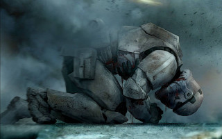 Futuristic fall soldier smoke blood - a futuristic suit free wallpaper
