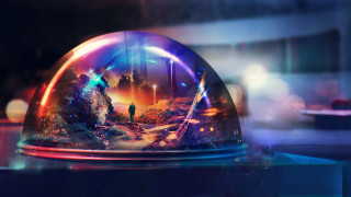 Dome mountain forest rainbow holography - filip hodas free wallpaper