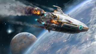 Space ship smoke exhaust aurora - a space ship free wallpaper