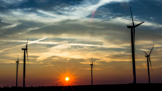 Sunset windmills clouds sky background - a sunset free wallpaper