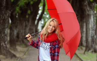 Woman park sunny umbrella blonde - cheerful free wallpaper