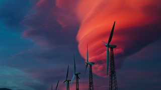 Wind turbines cloudy sunset pink - sunset free wallpaper