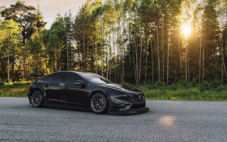 Black sports car forest road 2 - the side of the road in front free wallpaper