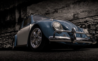 Blue white car stone wall 2 - a stone wall free wallpaper