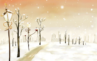 Snowy streetlight trees city winter 2 - a snowy scene free wallpaper