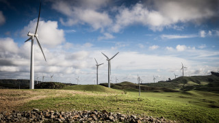 Wind turbines hill sky clouds - a hill side free wallpaper