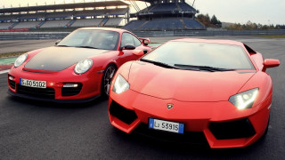 Red sports cars race track 2 - luxury free wallpaper