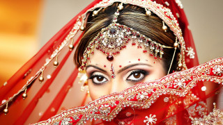 Woman red veil makeup jewelry - jewelry free wallpaper