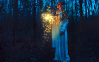 Woman white dress glowing lantern - a white dress holding free wallpaper