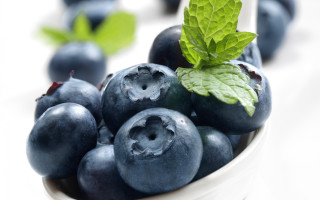 Blueberries greenleaf waterbottle photorealism stockphoto - a green leaf free wallpaper