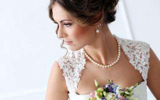 Wedding dress bouquet pearl jewelry - her dress free wallpaper
