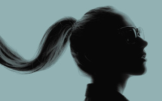 Woman ponyhead glasses backlighting blue - glass free wallpaper