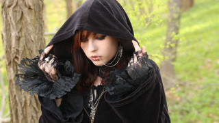Gothic forest hooded woman cosplay - a hood free wallpaper