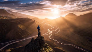 Mountain valley sunset river rock - the mountain free wallpaper