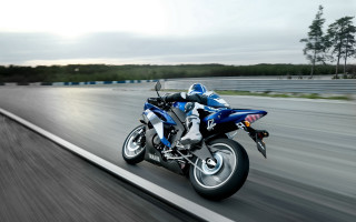 Motorcycle driving cloudy day trees 3 - the road free wallpaper