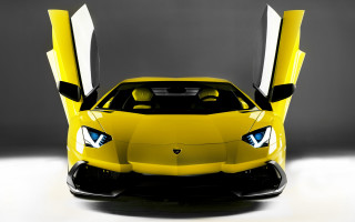 Yellow sports car doors hood - the hood open free wallpaper