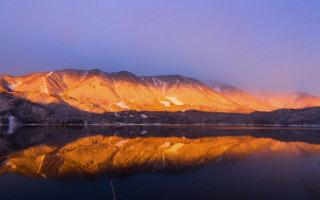 Mountain lake reflection sunset pink 2 - murata range free wallpaper