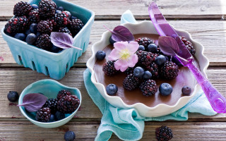 Berries chocolate pudding table purple - a still life free wallpaper for desktop