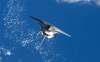 Airplane blue sky clouds space - space free wallpaper