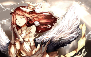 Red haired angel girl wings - a sword free wallpaper for desktop