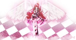 Girl wings sword checkered floor - floor free wallpaper