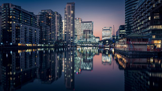 City skyline river night reflection - a reflection free wallpaper