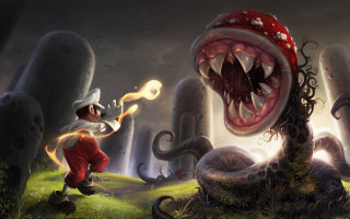 Cartoon character fireball forest snake - 2 d game art free wallpaper