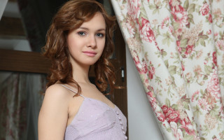 Elina karimova flower dress curtain - a curtain behind her free wallpaper