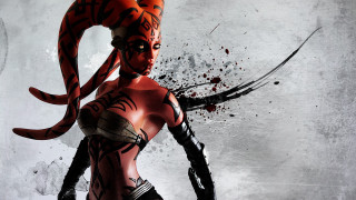 Woman tiger mask sword bloody - war free wallpaper