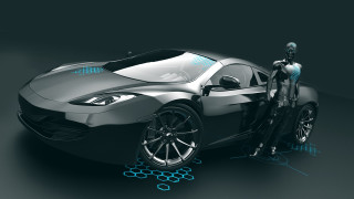 Futuristic car human blue light - a blue light free wallpaper