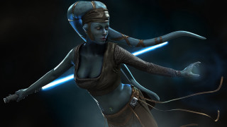 Woman costume sword glowing lightsaber - realistic character concept free wallpaper