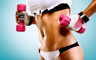 Woman bikini dumbbells anna katharina - her right hand free wallpaper
