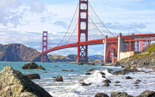 Bridge water rocks sky mountain - rocky free wallpaper for desktop