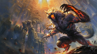 Demonic fire giant glowing eye - massive free wallpaper