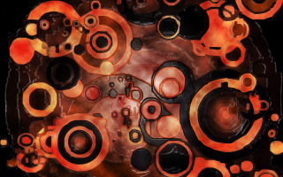 Colorful abstract circles biomechanical android - biomechanical free wallpaper