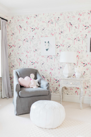 Living room bird wallpaper ottoman - soft free wallpaper