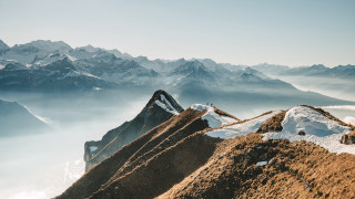 Snowy mountain range blue sky 16 - a matte painting free wallpaper