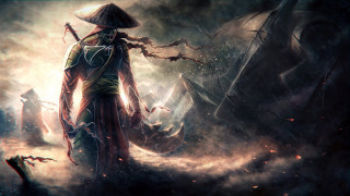 Man hat costume fire smoke - a ship in the background free wallpaper