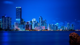 City skyline night water bridge 2 - a large body of water free wallpaper