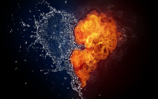 Fire water heart splash neon - andries both free wallpaper