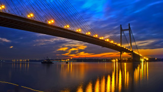 Bikash bridge water night lights - the water below free wallpaper