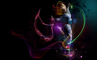 Girl jumping colorful background neon - a neon light free wallpaper