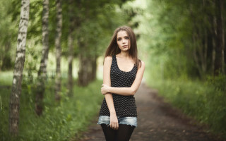 Gothic forest woman crossed arms - the middle of a forest free wallpaper