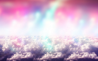 Holographic clouds rainbow sky mountain - a plane window free wallpaper