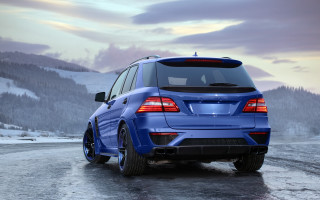 Blue car snowy mountains digital - a mountain range in the distance free wallpaper