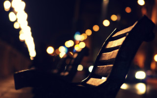 Bench sidewalk night lights bokeh - florianne becker free wallpaper