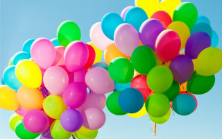 Balloons flying blue sky cheerful - cheerful free wallpaper