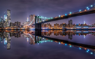 City skyline bridge river night 73 - a bridge and a river free wallpaper
